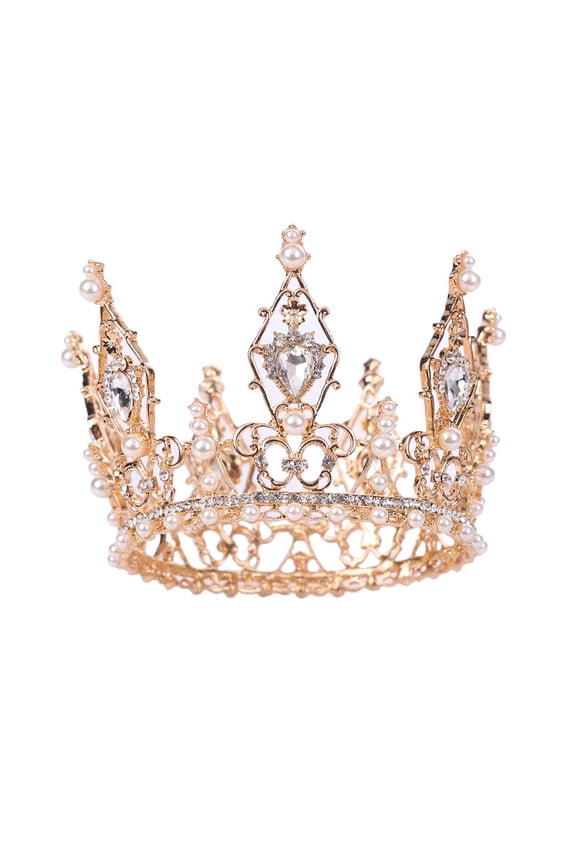 Wedding Tiara for Bride Princess Tiara Headband Bridal Crown,Crystal Rhinestone Hair Jewelry Decor for Queen Girl Bride Birthday Prom Wedding Pageant Halloween Costume Party(Gold)