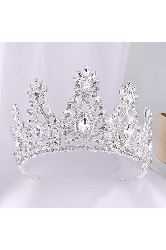 Wedding Tiara for Bride Princess Tiara Headband Bridal Crown,Crystal Rhinestone Hair Jewelry Decor for Queen Girl Bride Birthday Prom Wedding Pageant Halloween Costume Party(White)