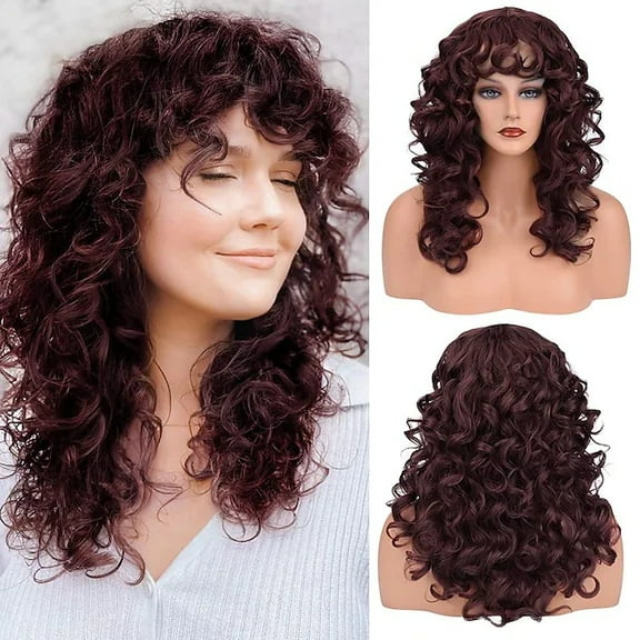 Nvzi -b Wig Curly Hair Wave Medium Temperament Wig Headgear(21.7inA111)