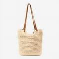 thumbnail image 1 of Nvzi -b Women's Woven Shoulder Bag Woven Tote Bag and Cosmetic Bag,Summer Beach Weaving Chic Woven Tote Handbags Shoulder Bags 11.8*13.3*0.78inch（Beige）, 1 of 2