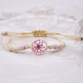 thumbnail image 1 of Nvzi -b handmade beaded bracelet, suitable for both men and women, transparent crystal life tree stem flower woven rope bracelet, stretchable bracelet (pink), 1 of 1