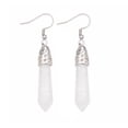 thumbnail image 1 of Nvzi -b men's and women's earrings, natural stone crystal single pointed hexagonal pendant stainless steel earrings (white), 1 of 1