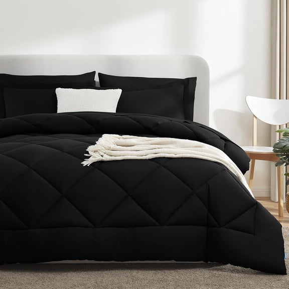 Nvzi black bedding 3-piece set, including 1 blanket and 2 pillowcases, classic diamond pattern texture lightweight seasonal quilt, luxurious soft winter bedding set, suitable for Queen size