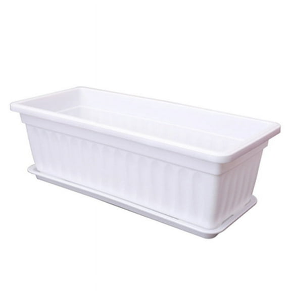 Nvzi-c 1 balcony vegetable pot, household planting box, large rectangular vegetable pot, gardening creative resin plastic white without tray, flower pot 50 * 21 * 14cm