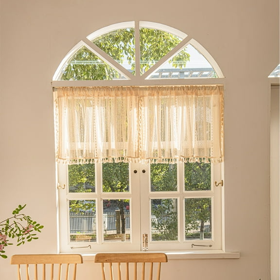 Nvzi-c 1 piece Bohemian woven pole style short curtain lace kitchen curtain small curtain coffee curtain small curtain 52in * 24in