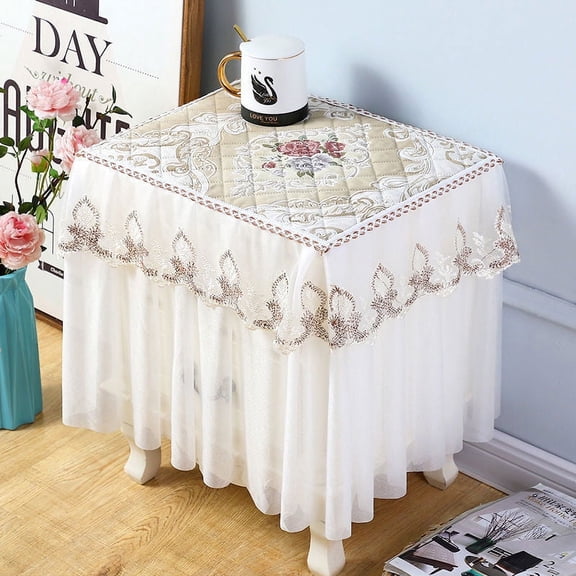 Nvzi-c 1 piece bedside table cover cloth anti slip and dustproof bedroom bedside table cover European style gauze edge dust cover fabric 40 * 40 * 40cm (style 3)