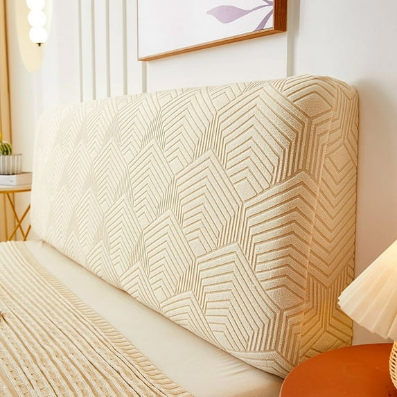 Nvzi-c 1 piece solid color three-dimensional plush headboard cover, elastic full package headboard backrest dust cover, length 120cm (light yellow)