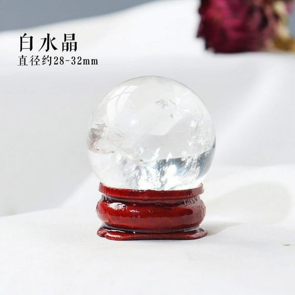 Nvzi-c 1 piece white natural crystal original stone ball with base, planetary science popularization mineral logo ornament Seven Star Gust Water Ball