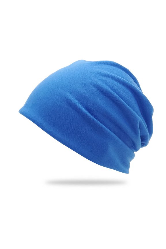 -c 1 unisex double-layer solid color pile cap, thin pullover cap, used for clothing matching, gardening, beach (blue)