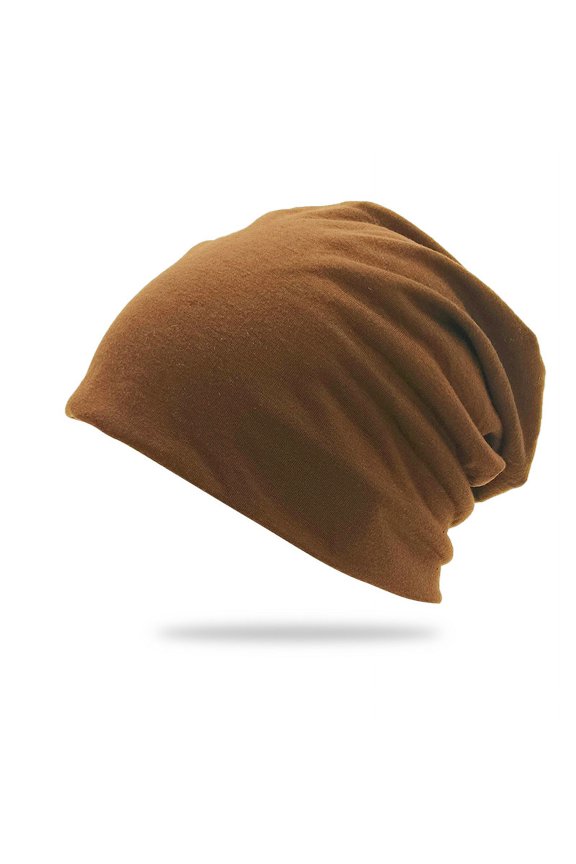 -c 1 unisex double-layer solid color pile cap, thin pullover cap, used for clothing matching, gardening, beach (brown)