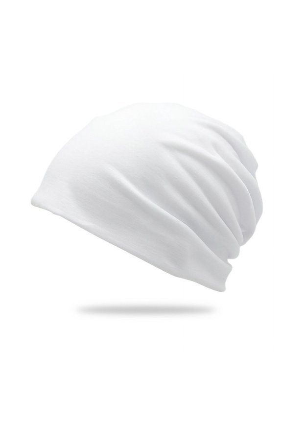 -c 1 unisex double-layer solid color pile cap, thin pullover cap, used for clothing matching, gardening, beach (white)