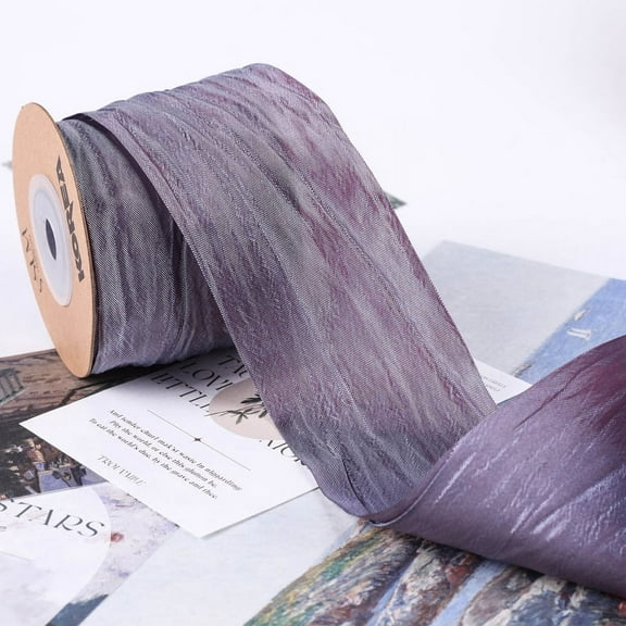 Nvzi-c 10 Yards Fabric Crinkled Ribbon,Silk-Like Wrinkled Ribbons,for Gift Wrapping Basket Wreaths Bows Making Home Event Decor Christmas Tree Top Bows,A24