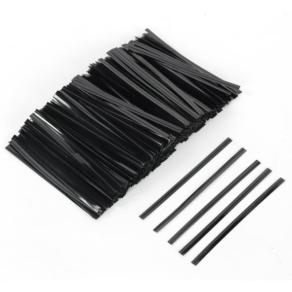 Nvzi-c 1000Pcs Twist Ties 4" Bread Ties Closure Tie for Tying Bread, Candy, Cookies, Gift Bags-Black