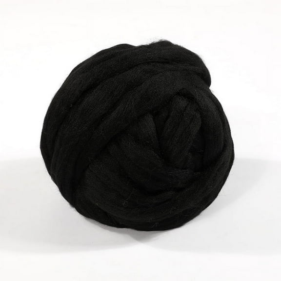 Nvzi-c 100g Wool Roving Yarn, Fiber Roving Wool Top, Wool Felting Supplies, Pure Wool, Chunky Yarn, Spinning Wool Roving for Needle Felting Wet Felting DIY Hand Spinning ,Black
