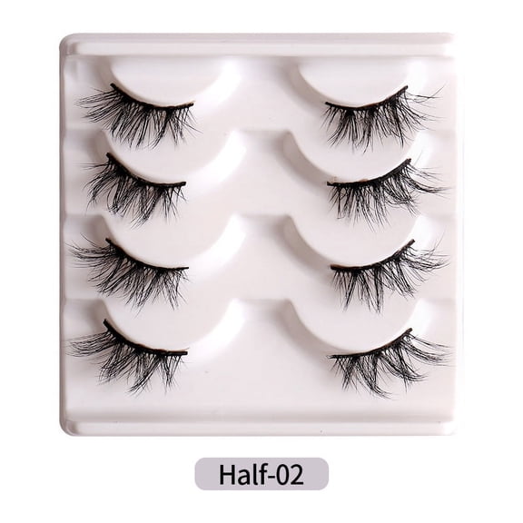 Nvzi-c 12 Pairs Wispy Mink Lashes Fluffy Eye Lashes Natural Look Volume Fake EyelashesHalf-02