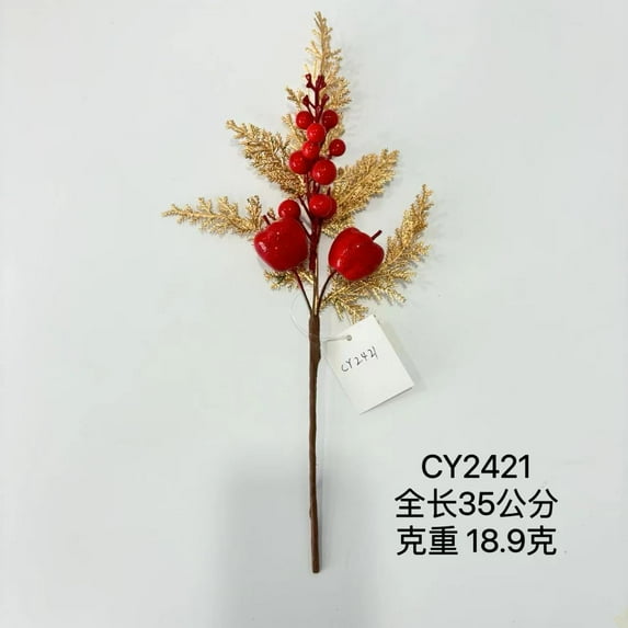 Nvzi-c 12 Pcs Artificial Pine Needles Branches,Christmas Fake Greenery Pine Picks with Red Berry Stems,Faux Greenery Norfolk Pine Stems Sprigs for DIY Craft Home Decor,A