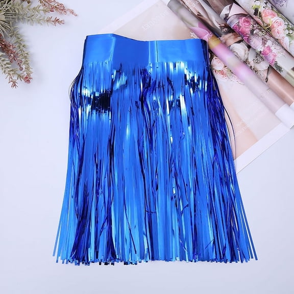 Nvzi-c 2 Pack Foil Fringe Banner Hanging Patry Decoration Backdrop for Baby Shower, Highchair, Birthday Macron Banner Backdrop Decor 118 In(L) X 11.8 In(W)，Dark Blue