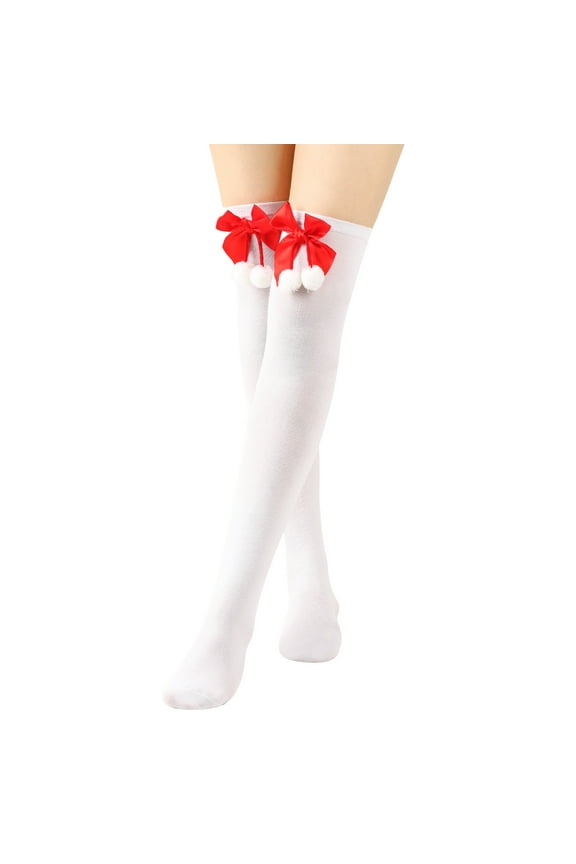 -c 2 Pairs Over Knee Socks Knee-High Socks High Thigh Boot Stockings Women Knee Highs Socks for Girl Cosplay, Daily Wear,White