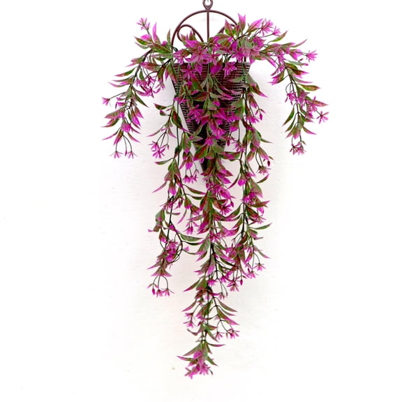 Nvzi-c 2 Pcs Artificial Flowers Vine, for Christmas Plastic Hanging Ivy Plants Fake Vines Grass-Red