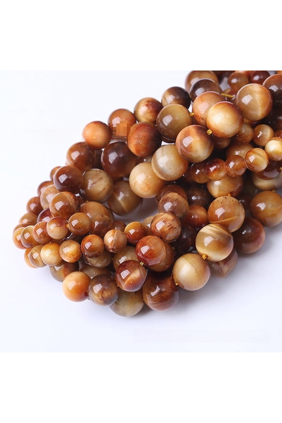 -c 2 pieces 4mm natural stone bead bracelet necklace DIY accessory natural light brown tiger eye stone semi-finished loose beads
