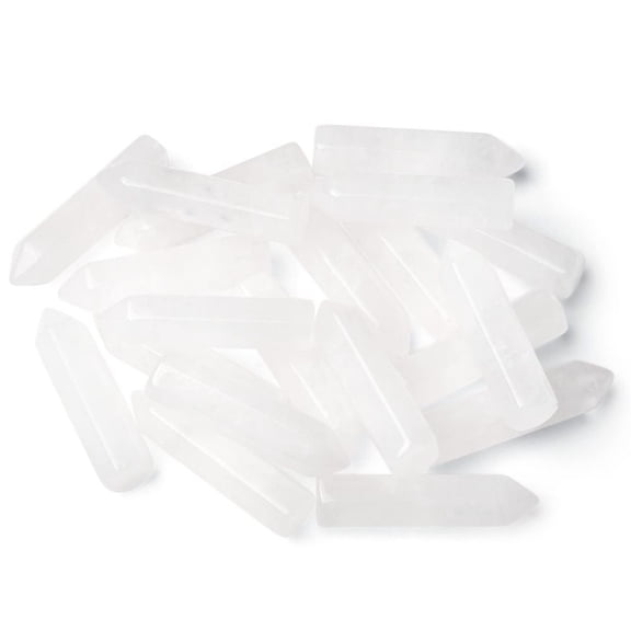 Nvzi-c 20 pieces of white natural stone single pointed hexagonal columns, natural energy stone handmade jewelry pendant accessories, decorative crafts 32 * 8mm