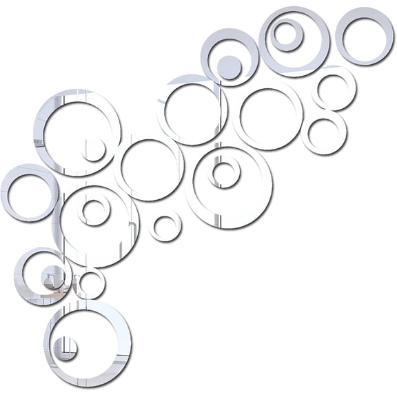 Nvzi-c 24Pcs Circle Mirror Wall Stickers, Acrylic Stickers,6 Sizes Removable Mirror Stickers,Decorate Living Room and Bedroom,Silvery
