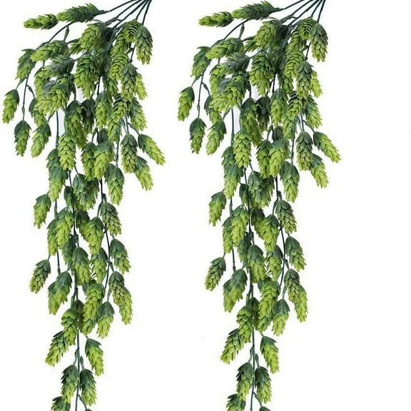 Nvzi-c 2Pcs Artificial Hops Flower Vine Garland Plant Fake Hanging Faux hops Artificial Hanging Plants in Green