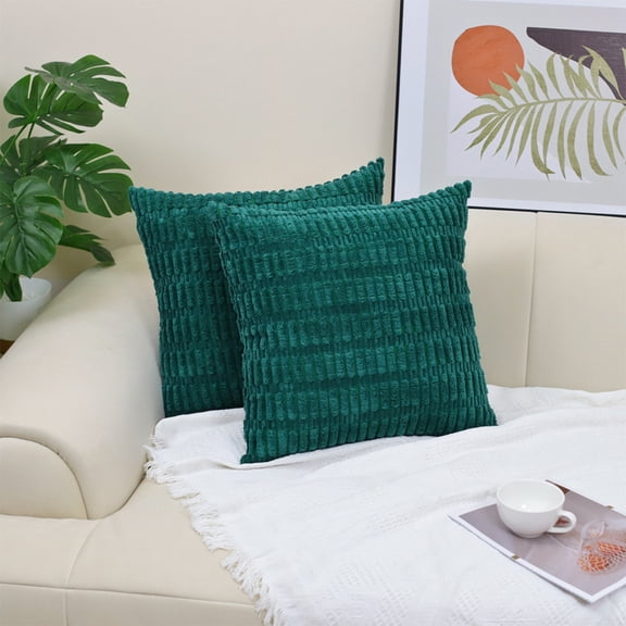 Nvzi-c 2Pcs Simple wheat grain solid color pillowcase Classic and timeless, a simple pillowcase in a solid color that matches any bed 19.69x19.69inch(Dark green）