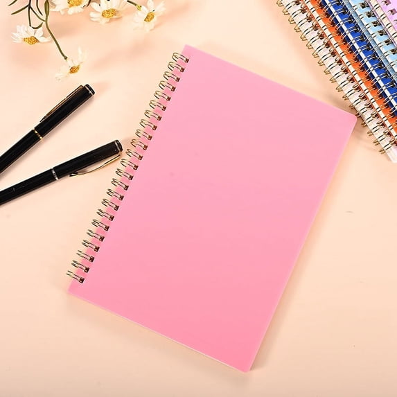 Nvzi-c 3 Pack Spiral Notebook - B5 Lined Cute Notebook Inches Plastic Waterproof Cover, 60 Sheets/120 Pages - Journals for Study and Notes,Pink