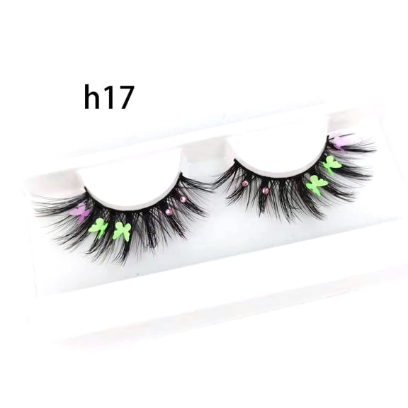 Nvzi-c 3 Pairs Glitter Lashes Sequins Colored Lashes Fluffy Mink False Lashes with Color Cosplay New Year Party Stage Makeup Colorful Fake Eyelash(h17)