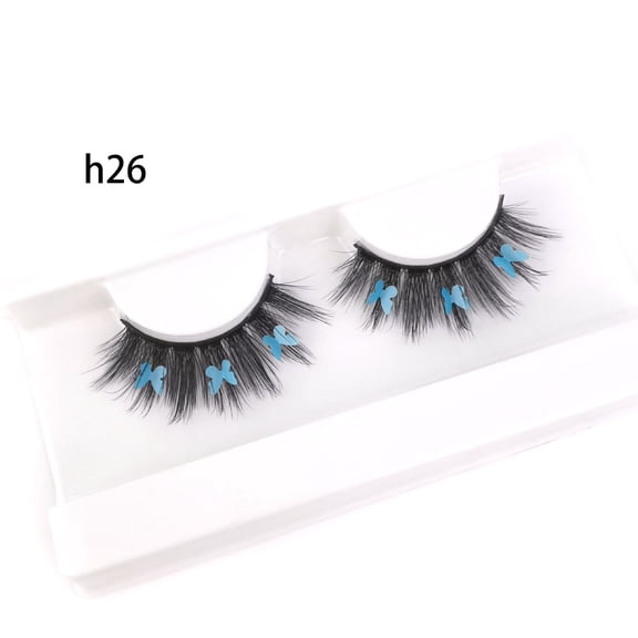 Nvzi-c 3 Pairs Glitter Lashes Sequins Colored Lashes Fluffy Mink False Lashes with Color Cosplay New Year Party Stage Makeup Colorful Fake Eyelash(h26)