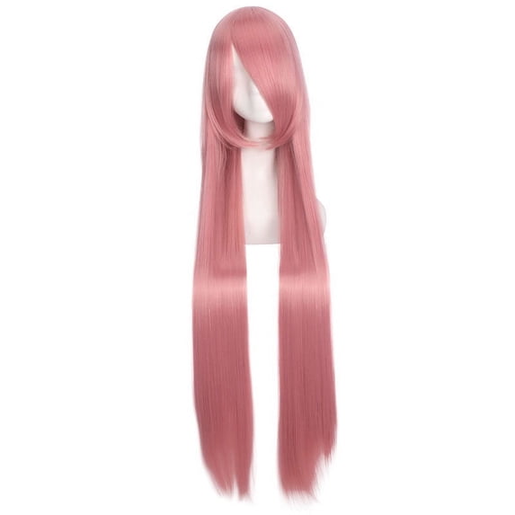 Nvzi-c 39.4" Long Straight Natural Wigs with Bangs Heat Resistant Synthetic Colorful Cosplay Anime Costume Party Daily Use Wigs for Women,Pink