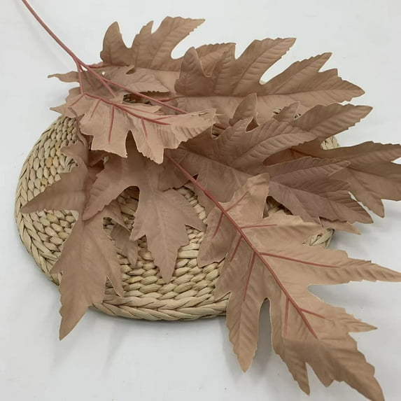Nvzi-c 3PCS Artificial plants Leaves Realistic Non-Fading Decoration for Floral Arrangement Bouquets Party Wedding Wall Home Decor(Coffee,31.5in L)