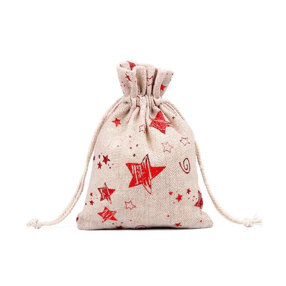 Nvzi-c 50pcs Christmas Drawstring Bags Bronzing Bag Assorted Colors Linen Pouches Xmas Elements Snowman Snowflake Santa Claus Wrapping for Candy Goody Birthday Wedding-Style F