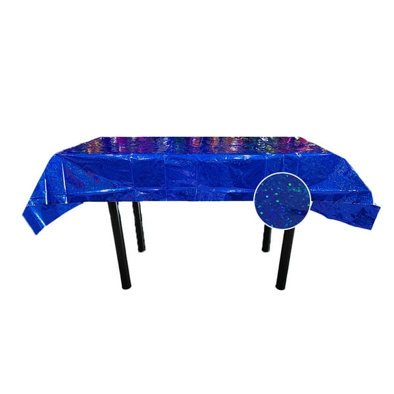 Nvzi-c 6 Pack Iridescence Plastic Tablecloths Shiny Disposable Laser Rectangle Table Covers Foil Metallic Tablecloth Iridescent Party Decorations Birthday Wedding Christmas 54"x108",Dark Blue