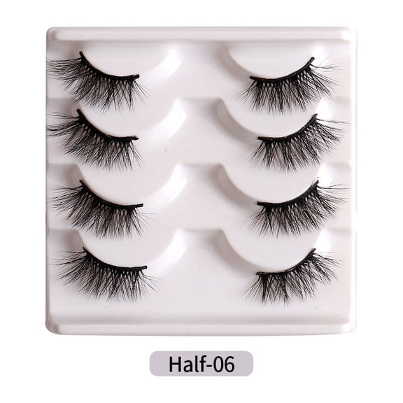 Nvzi-c 8 Pairs Wispy Mink Lashes Fluffy Eye Lashes Natural Look Volume Fake EyelashesHalf-06