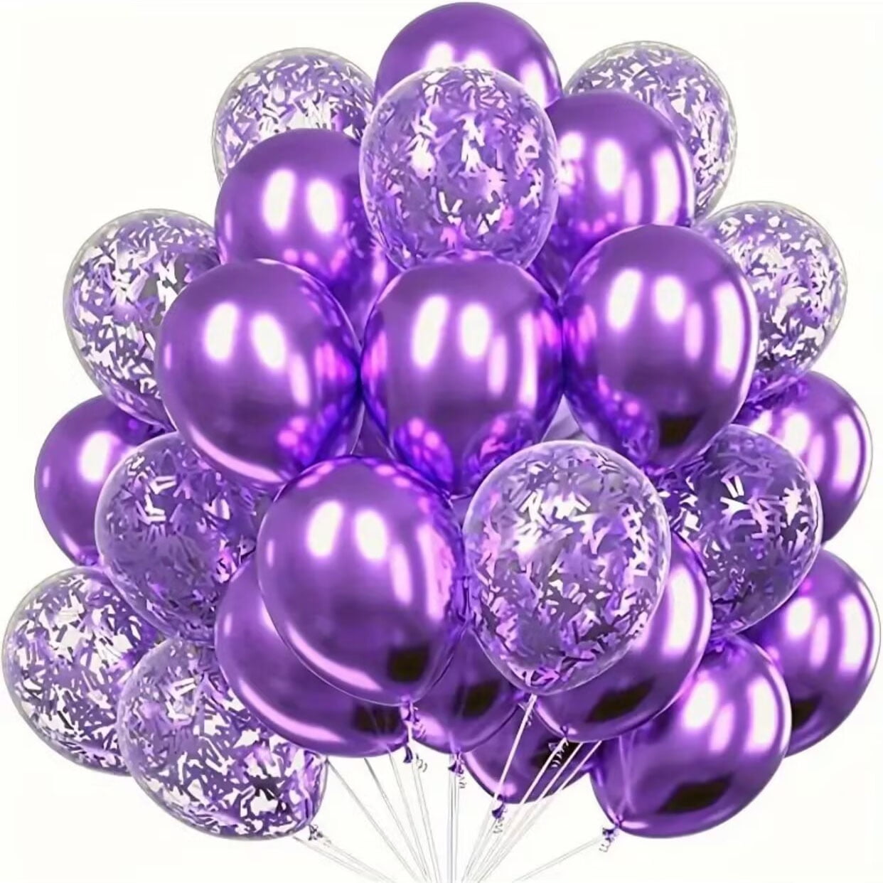 Nvzi-c Balloons, 30PCS 12 Inch Confetti Balloons and Metallic Purple Pink Latex Balloons with Ribbon, Party Balloons for Girls Birthday Baby Shower Wedding Party DecorationsL