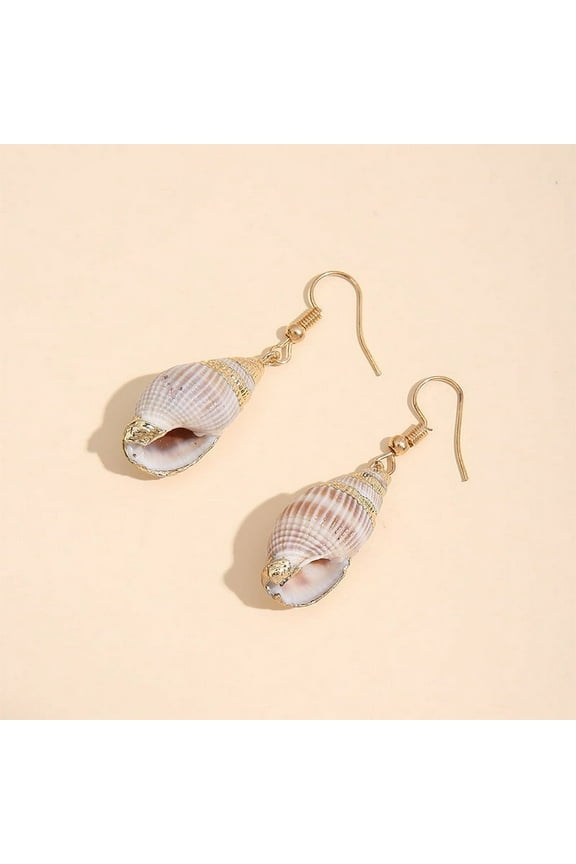 -c Beach Jewelry Summer Casual Seashell Conch Drop Dangle Earrings for Women and (01)