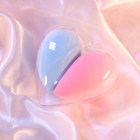 Nvzi-c Beauty Sponge Set 2 Pack, Makeup Blender Sponge For Liquid & Cream Makeup, Buildable Coverage, Foundation Sponge For Natural Base, Latex-Free Foam with Storage Box，Blue and Pink A21