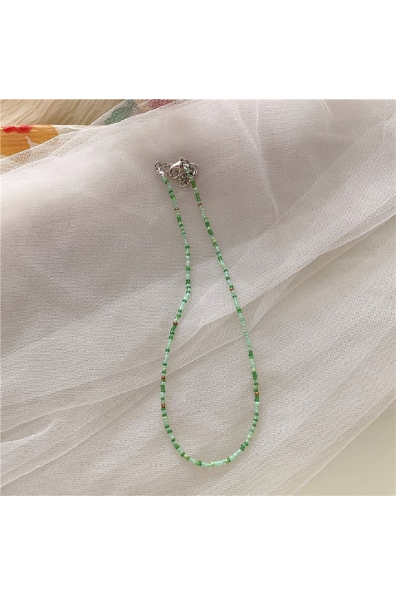 -c Boho Rainbow Seed Bead Choker Necklace Colorful Glass Bead Necklace Rice Bead Collar Necklace Handmade Necklace Beach Choker Chain Jewelry-Style G