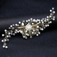thumbnail image 1 of Nvzi-c Bridal Flower Wedding Hair Pins Crystal Pearl Hair Combs Clips Headpiece Gold Wedding Hair Accessories Jewelry with Rhinestone for Brides Bridesmaids Women (Gold), 1 of 2