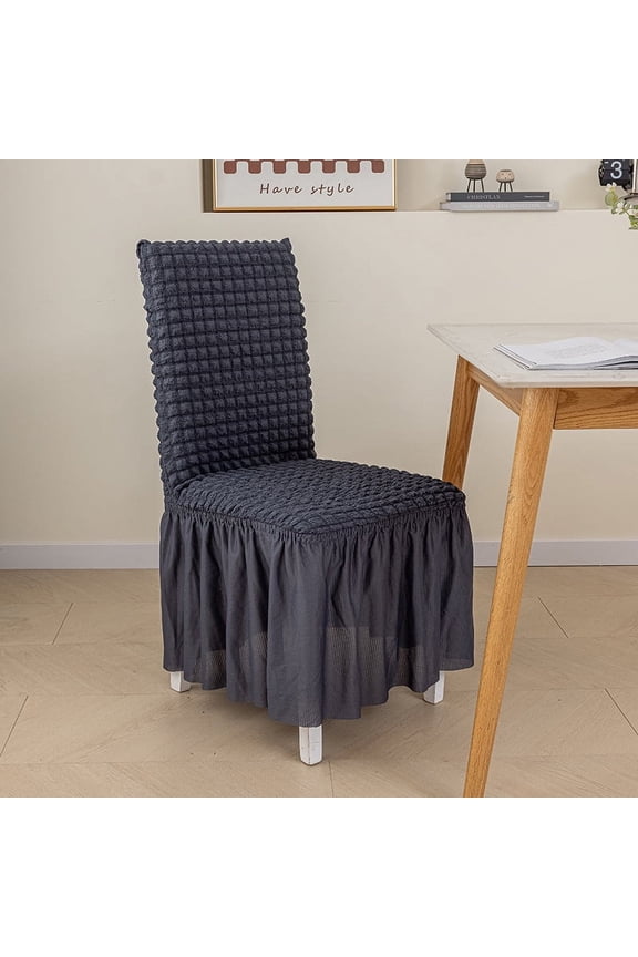 Nvzi-c Chair Covers for Dining Room Set of 2 Stretch Chair Slipcovers with Skirt Removable Washable Kitchen Chair Protector Cover Set for Home, Party, Wedding(Dark Grey,2Pcs)
