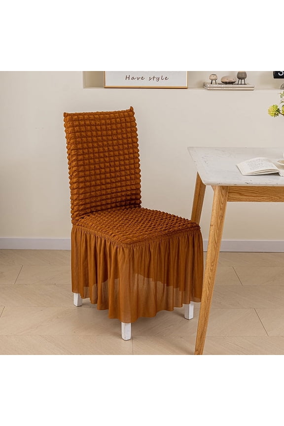 Nvzi-c Chair Covers for Dining Room Set of 2 Stretch Chair Slipcovers with Skirt Removable Washable Kitchen Chair Protector Cover Set for Home, Party, Wedding(Light Brown,2Pcs)