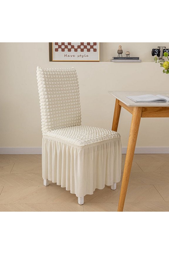 Nvzi-c Chair Covers for Dining Room Set of 2 Stretch Chair Slipcovers with Skirt Removable Washable Kitchen Chair Protector Cover Set for Home, Party, Wedding(White,2Pcs)