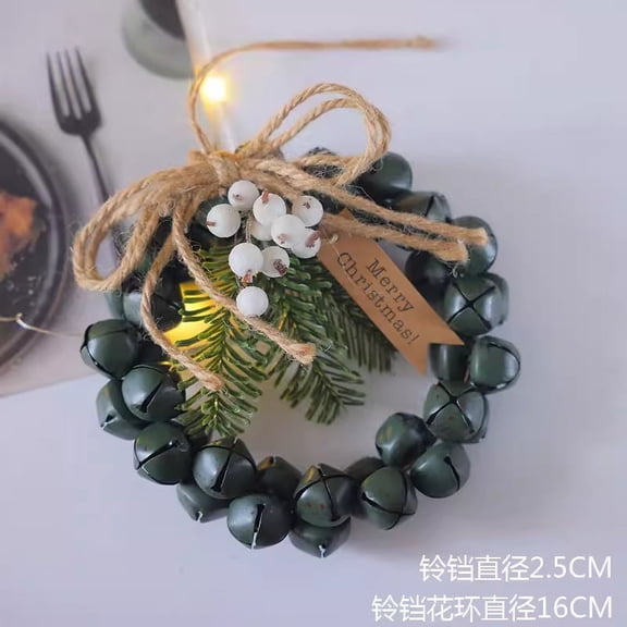 Nvzi-c Christmas Bell Ornaments, 3 Pcs Festive Christmas Bells Set, Christmas Jingle Bells Ornaments with Pine Cones Holly Berry Bow, Christmas Tree Wall Clock for Xmas Tree Decor Wreath，Dark Green