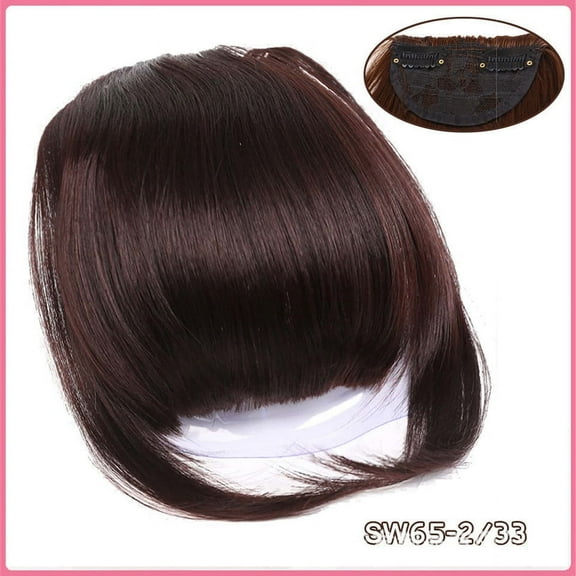 Nvzi-c Clip in Bangs, Synthetic French Bangs Hair Clip, Fake Bangs Fringe with Temples Hairpieces for Women Natural Curved Bangs Clip in Hair Extensions for Daily WearChocolate Brown
