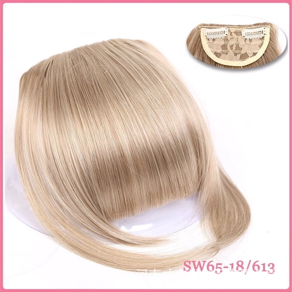 Nvzi-c Clip in Bangs, Synthetic French Bangs Hair Clip, Fake Bangs Fringe with Temples Hairpieces for Women Natural Curved Bangs Clip in Hair Extensions for Daily WearE
