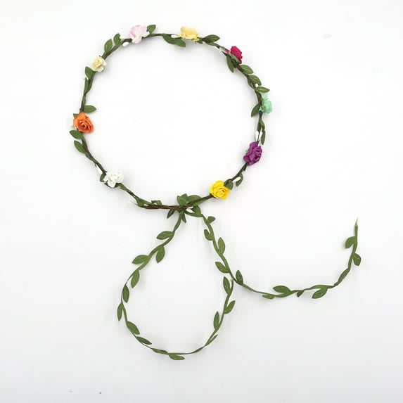 Nvzi-c Crown Floral Garland,Headband Rose Flower Wreath Handmade Bohemian Style Headdress for Bridal Headwear Party Festivals Hair Accessories(Multicolour)