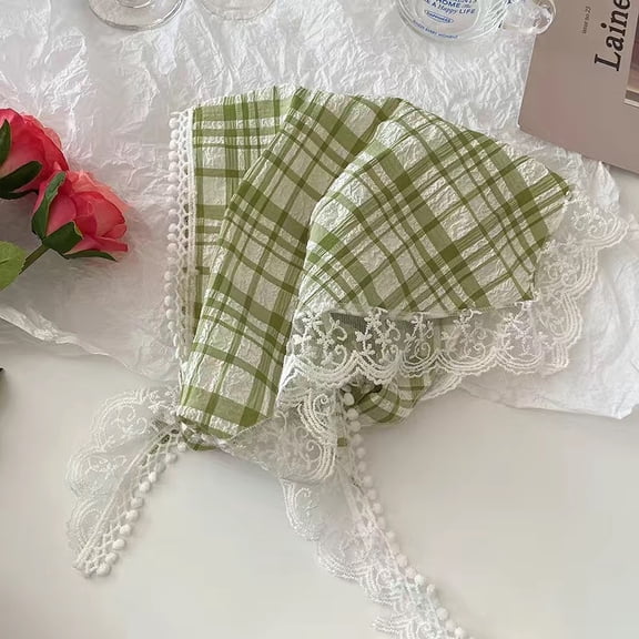 Nvzi-c Elegant Personalized Scarf, Triangle Scarf, Lace Summer Sunscreen, Thin Breathable Fashion Headband, Countryside Style Headband Scarf (Green)