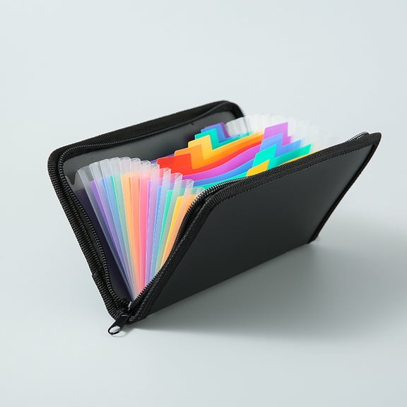 Nvzi-c Expanding File Folder (8.27"x4.72") A5 Size Document Organizer Fireproof Money Bag 13 Pockets Zipper Closure Portable Filing Wallet Holder Storage for Check,Bill,ReceiptsBlack and Rainbow